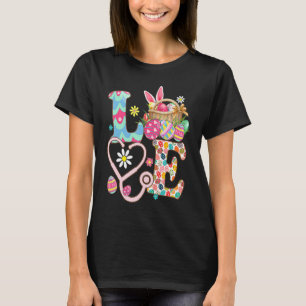 Love Stethoscope Scrub Life Nurse Bunny Easter Day T-Shirt