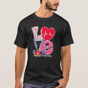 Love Stethoscope Vet Tech Life Valentine Day Nursi T-Shirt