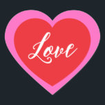 Love Sticker<br><div class="desc">This love heart sticker is shown in a double heart design.
Colour Hot Pink & Red</div>