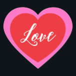 Love Sticker<br><div class="desc">This love heart sticker is shown in a double heart design.
Colour Hot Pink & Red</div>