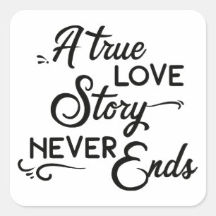 Love Story Black White Wedding Bridal Shower Square Sticker
