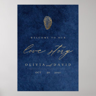 Love Story Blue Nautical Wedding Poster