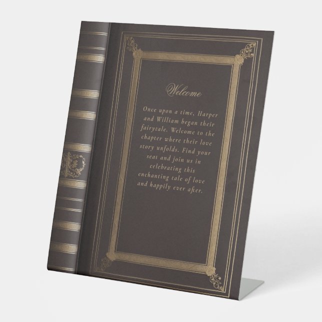 Love story book cover wedding pedestal sign (Front)