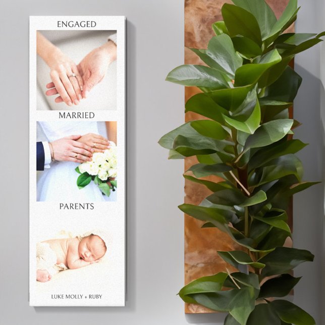 Love Story Engaged Married Parents Couple Photo Canvas Print (New Baby Love Story Timeline Photo Canvas by Darling & May)