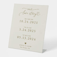 Love Story Heart Script Beige Wedding Timeline