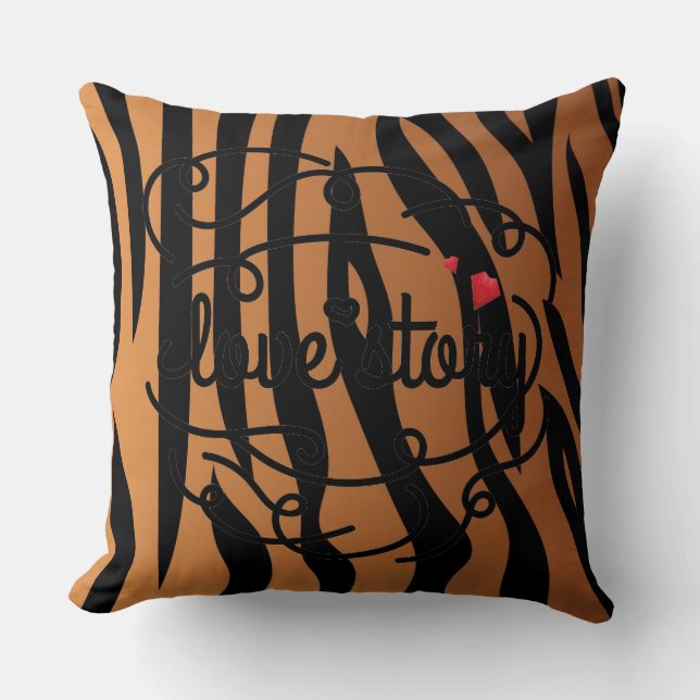 Love Story Leopard Print Decorative Pillow (Front)