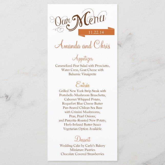 Love Story Menu Card (Front)