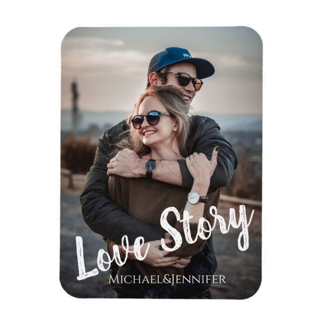 love story,modern stylish script,wedding photo magnet (Vertical)