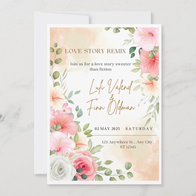 Love Story Remix Wedding Digital Invite (Front)