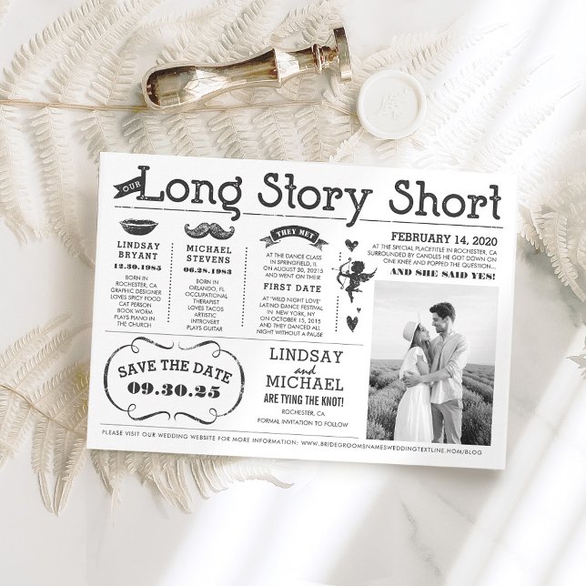 Love Story Timeline Fun Save the Date Photo Invitation (Creator Uploaded)