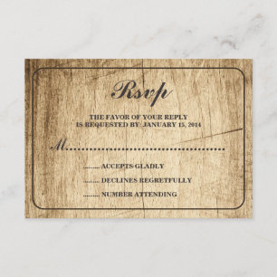 Love Story Typography   Vintage Barn Wood RSVP Card