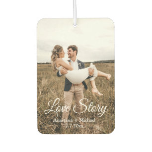 love story ,wedding photo anniversary car air freshener