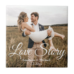 love story ,wedding photo anniversary stylish tile