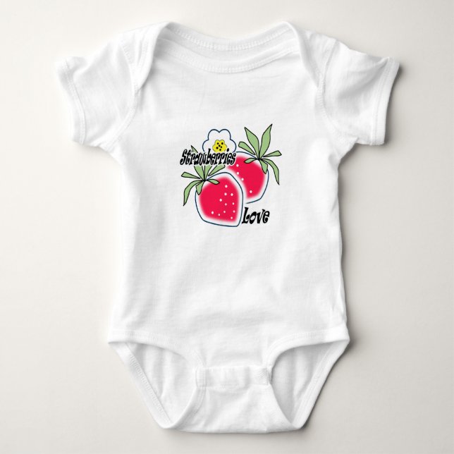 Love strawberries . baby bodysuit (Front)