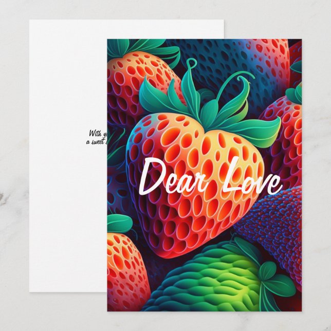 Love strawberry card for lovers (Front/Back)