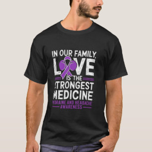 Love Strongest Medicine Migraine And Headache Awar T-Shirt