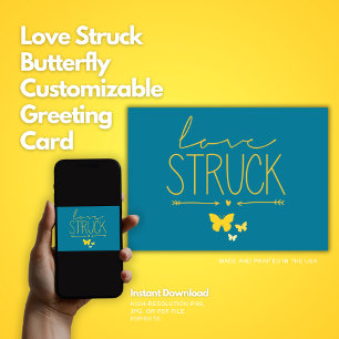 Love Struck Butterfly Customisable Greeting Card