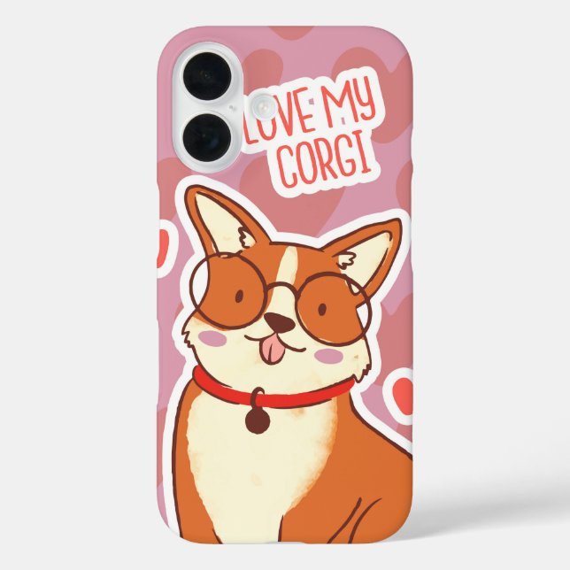 Love Struck Corgis Kawaii Hearts & Flowers Case-Mate iPhone Case (Back)