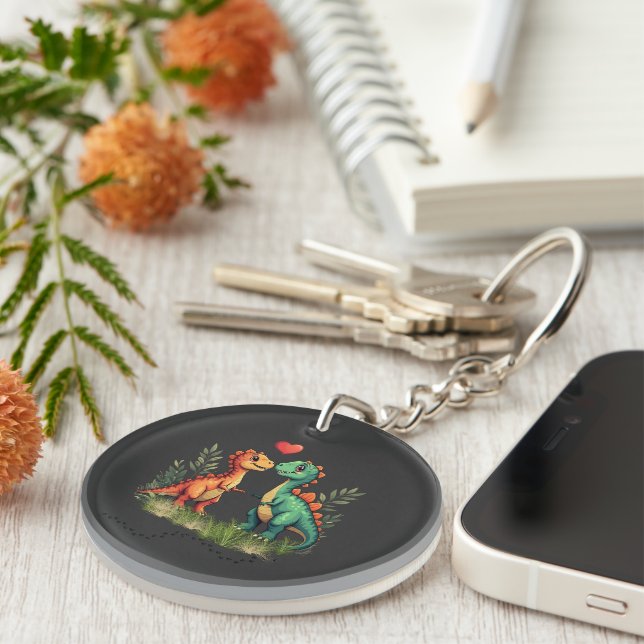 Love struck dinosaurs key ring (Front Right)