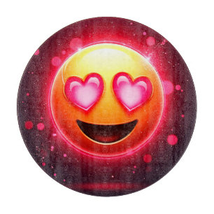Love Struck Emoji Hearts Glow Cutting Board
