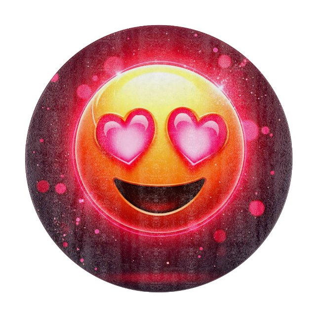 Love Struck Emoji Hearts Glow Cutting Board (Front)