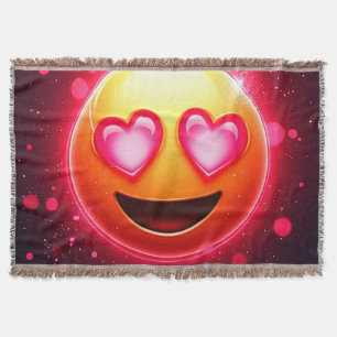 Love Struck Emoji Hearts Glow Throw Blanket
