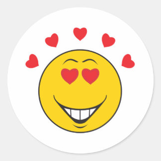 Love Struck Face Classic Round Sticker