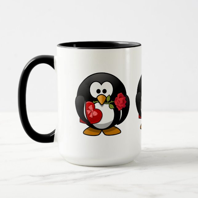 Love Struck Penguin With Valentine Gifts Mug (Left)