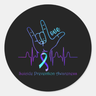 Love Suicide Prevention Awareness Ribbon Support  Classic Round Sticker