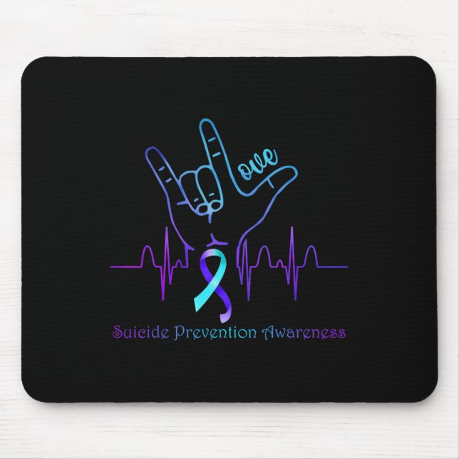 Love Suicide Prevention Awareness Ribbon Support  Mouse Pad (Front)