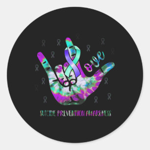 Love Suicide Prevention Awareness Rock Hand Langua Classic Round Sticker