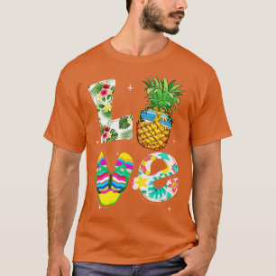 Love Summer Beach Life Pineapple Tropical Flip Flo T-Shirt