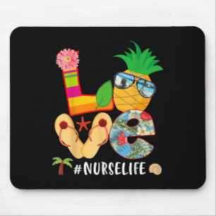 Love Summer Pineapple Tropical Flower Flip Flop Nu Mouse Pad