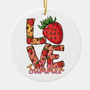 Love & Summer   Pink & Brown   Fresh Strawberry Ceramic Tree Decoration