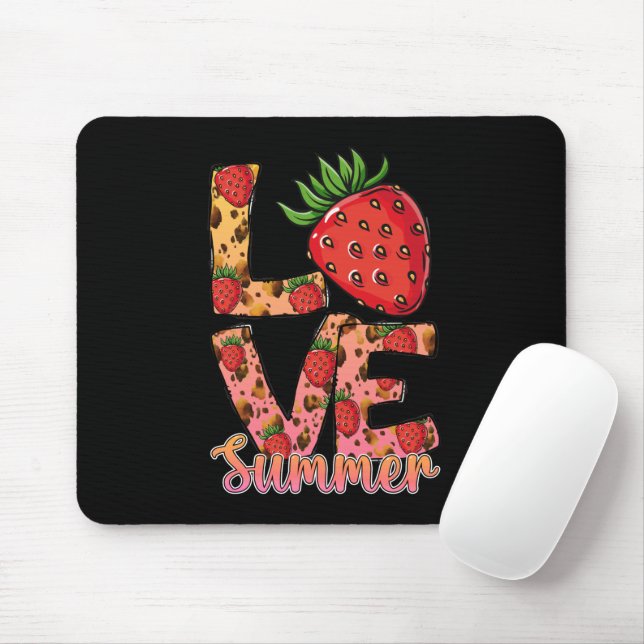 Love & Summer | Pink & Brown | Fresh Strawberry Mouse Pad (With Mouse)