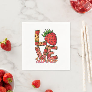 Love & Summer   Pink & Brown   Fresh Strawberry Napkin