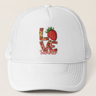 Love & Summer Pink & Brown Fresh Strawberry Trucker Hat