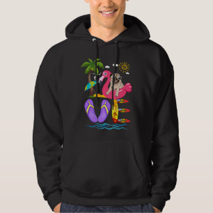 Love Summer Pug Flip Flops Flamingo Dog Pet Lover  Hoodie