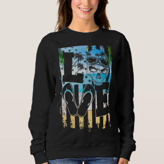 Love Summer Skull Tropical Beach Flip Flops Sungla Sweatshirt