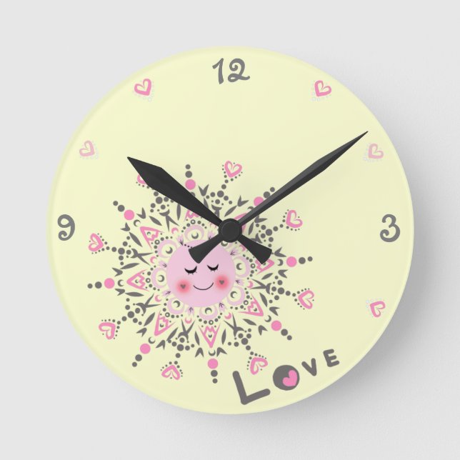 Love Sun Yellow Acrylic Wall Clock (Front)
