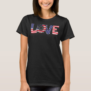 Love Sunflower 4th Of July Women American Flag Pat T-Shirt