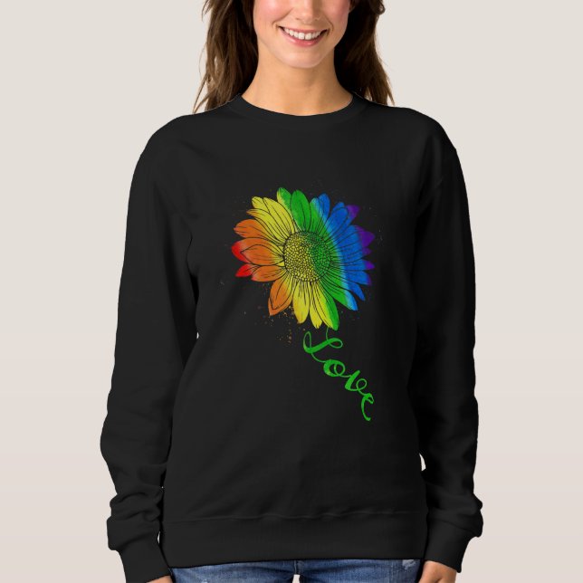 Love Sunflower Floral Lgbtq Rainbow Flag Gay Pride Sweatshirt (Front)