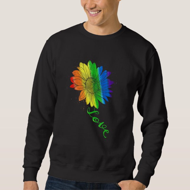 Love Sunflower Floral Lgbtq Rainbow Flag Gay Pride Sweatshirt (Front)