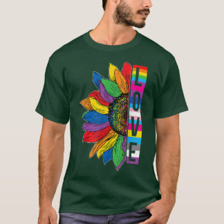 Love Sunflower Floral LGBTQ Rainbow Flag Gay Pride T-Shirt