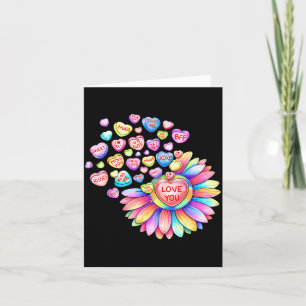 Love Sunflower Hearts Candy Valentines Day Womens  Card
