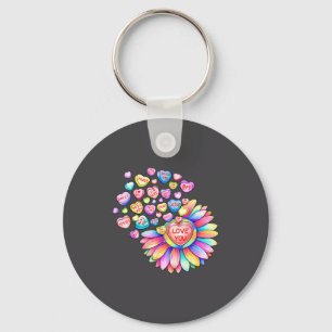 Love Sunflower Hearts Candy Valentines Day Womens  Key Ring