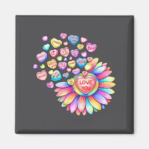 Love Sunflower Hearts Candy Valentines Day Womens  Magnet