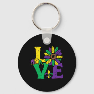 Love Sunflower Mardi Gras New Orleans Flower Women Key Ring