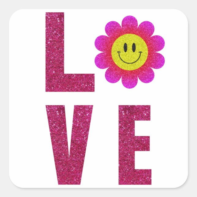 Love Sunflower Square Sticker (Front)