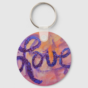 Love Sunset Twilight Art Word Painting Keychain